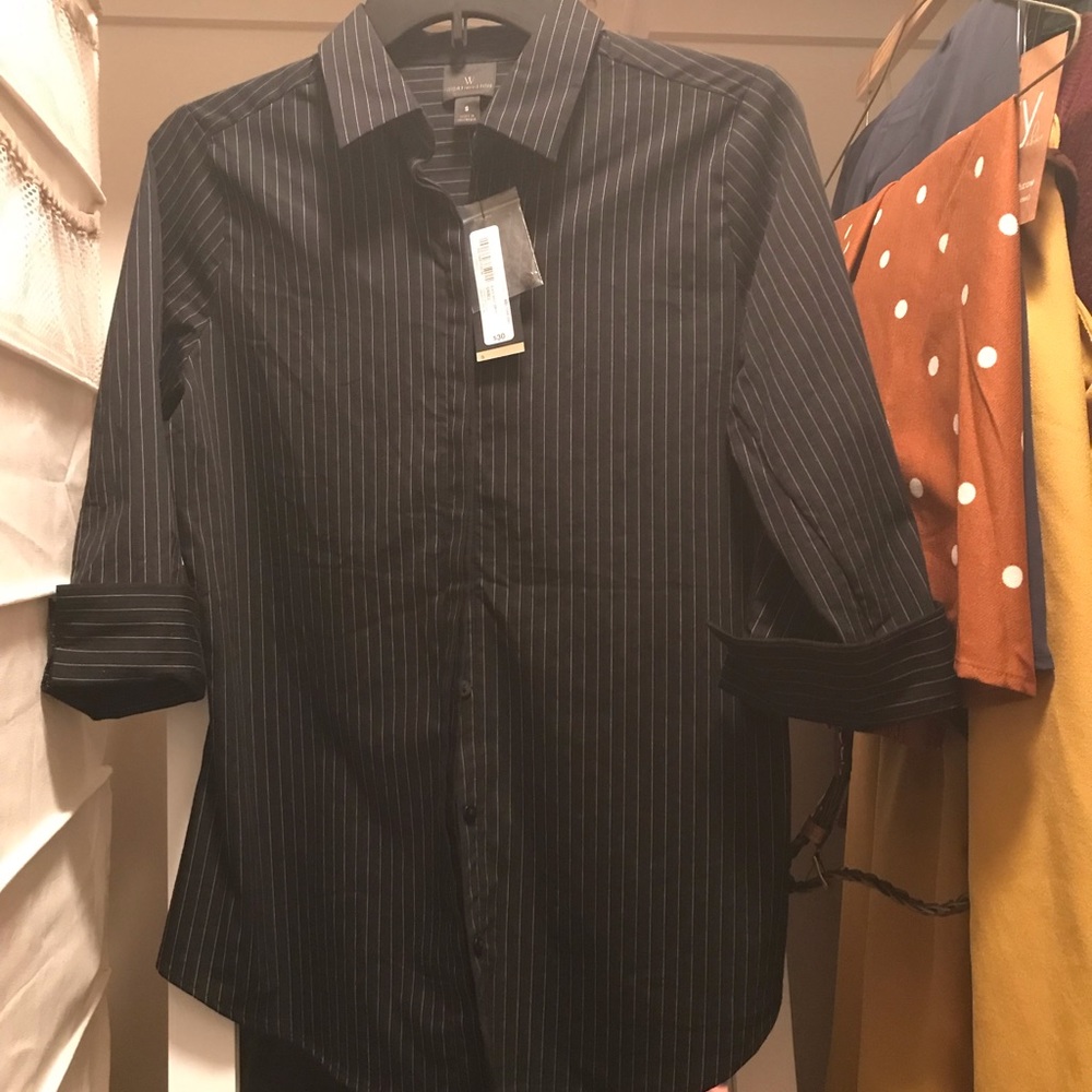 Worthington- Black pinstripe button down